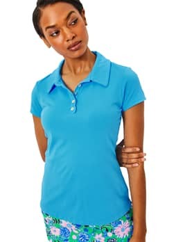 Lilly Pulitzer Women's Lunar Blue UPF 50+ Luxletic Frida Scallop Polo Top