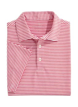 Vineyard Vines Men's Lighthouse Red Blank Heathered Winstead Stripe Sankaty Polo