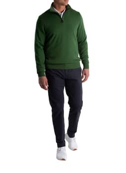 Fairway and Greene Men's Olive Leaf Heather Baruffa Quarter-Zip Windsweater