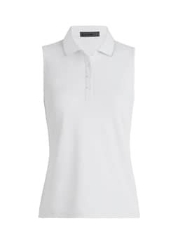 G/FORE Women's Snow Pleated Collar Tech Pique Sleeveless Polo