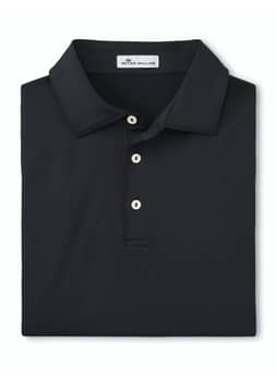 Peter Millar Men's Black Solid Performance Polo - Self Collar