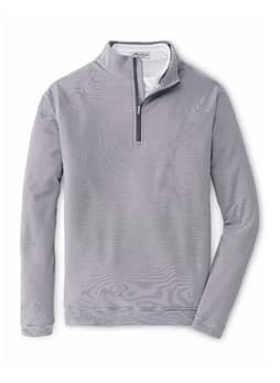 Peter Millar Men's Iron / White Perth Mini-Stripe Stretch Loop Terry Quarter-Zip