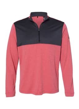 Adidas Men's Power Red Heather / Carbon Lightweight Quarter-Zip