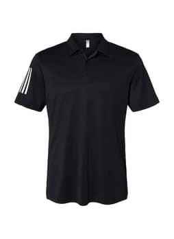 Adidas Men's Black / White Floating 3-Stripes Polo