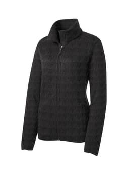 Port Authority Women's Black Heather Sweater Fleece Jacket