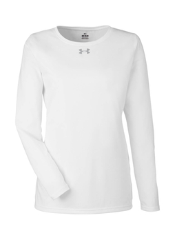 Under Armour Women's White / Mod Grey Team Tech Long-Sleeve T-Shirt