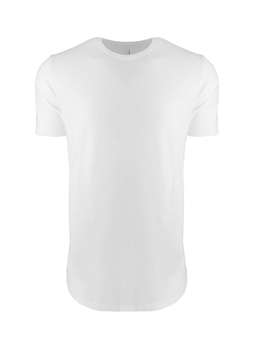 Next Level Men's White Cotton Long Body Crew T-Shirt