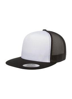 Yupoong Black / White Classic Trucker with White Front Panel Hat