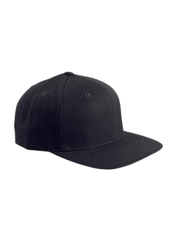Yupoong Black 6-Panel Structured Flat Visor Classic Snapback Hat