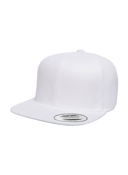 Yupoong White 6-Panel Structured Flat Visor Classic Snapback Hat
