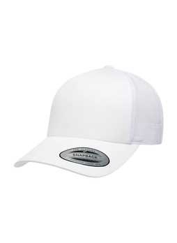 Yupoong White 5-Panel Retro Trucker Hat