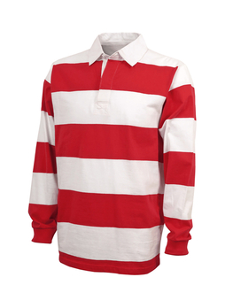 Charles River Men's Red / White Unisex Classic Rugby Shirt