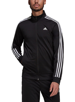 Adidas Men's Black/White Warm-Up Tricot Regular 3-Stripes Track Jacket