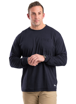 Berne Men's Navy Unisex Performance Long-Sleeve Pocket T-Shirt