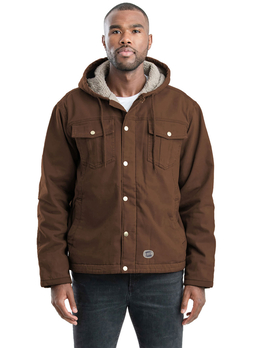 Berne Men's Bark Vintage Washed Sherpa-Lined Hooded Jacket