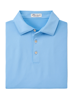 Peter Millar Men's Cottage Blue Solid Performance Polo - Self Collar