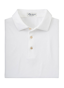 Peter Millar Men's White Solid Performance Polo - Self Collar