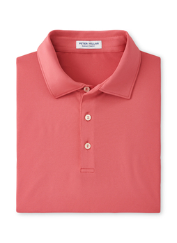 Peter Millar Men's Cape Red Solid Performance Polo - Self Collar