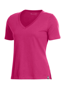 Under Armour Women's Alpha Pink Performance Cotton V-Neck T-Shirt