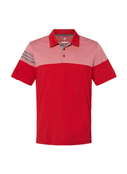 Adidas Men's Power Red Heathered 3-Stripes Colorblock Polo