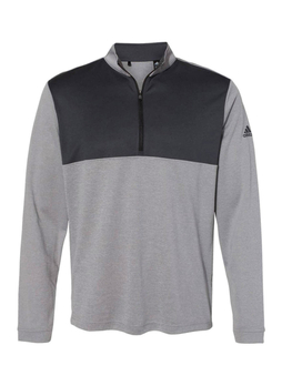 Adidas Men's Grey Three Heather / Carbon Lightweight Quarter-Zip