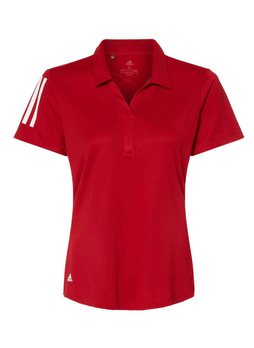 Adidas Women's Team Power Red / White Floating 3-Stripes Polo