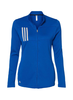 Adidas Women's Team Royal / Grey Two 3-Stripes Double Knit Full-Zip Sweatshirt