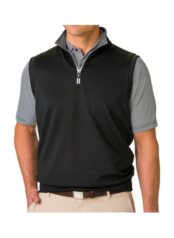 Fairway and Greene Men's Black Tech Solid Quarter-Zip Vest