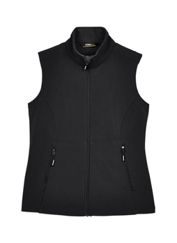 Core 365 Women's Black Cruise Two-Layer Fleece Bonded Soft Shell Vest