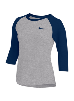 Nike Women's Dark Grey Heather Dri-FIT Quarter-Sleeve Raglan Top