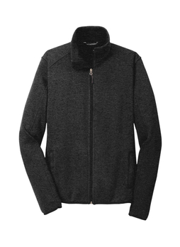 Port Authority Men's Black Heather Sweater Fleece Jacket