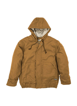 Berne Men's Brown Duck Flame-Resistant Hooded Jacket
