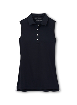 Peter Millar Women's Black Sleeveless Banded Button Polo