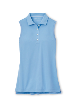 Peter Millar Women's Cottage Blue Sleeveless Banded Button Polo