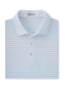 Peter Millar Men's White / Radiant Blue Drum Performance Jersey Polo