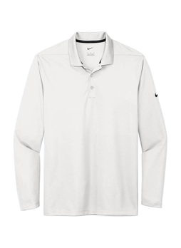 Nike Men's White Dri-FIT Micro Pique 2.0 Long-Sleeve Polo