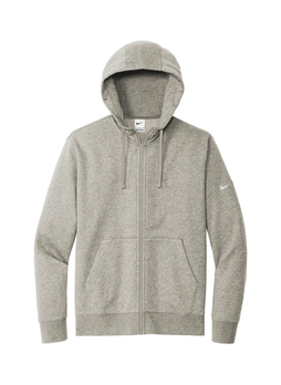 Nike Men's Dark Grey Heather Club Fleece Sleeve Swoosh Full-Zip Hoodie