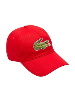 Lacoste Red Contrast Strap And Oversized Crocodile Cotton Hat
