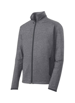 SPORT-TEK Men's Charcoal Grey Heather / Charcoal Grey Sport-Wick Stretch Contrast Jacket
