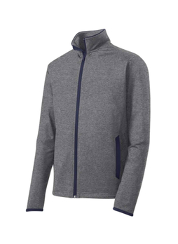 SPORT-TEK Men's Charcoal Grey Heather / True Navy Sport-Wick Stretch Contrast Jacket