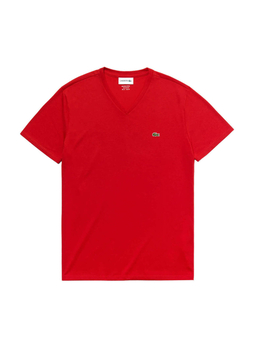 Lacoste Men's Red V-Neck Pima Cotton T-Shirt