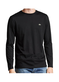 Lacoste Men's Black Pima Crewneck Long-Sleeve T-Shirt