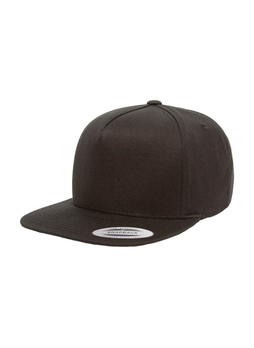 Yupoong Black 5-Panel Cotton Twill Snapback Hat
