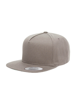 Yupoong Grey 5-Panel Cotton Twill Snapback Hat
