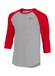 Nike Dark Grey Heather / University Red Dri-FIT Three-Quarter-Sleeve Raglan T-Shirt Men's  Dark Grey Heather / University Red || product?.name || ''