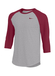 Nike Dark Grey Heather / Team Maroon Dri-FIT Three-Quarter-Sleeve Raglan T-Shirt Men's  Dark Grey Heather / Team Maroon || product?.name || ''