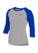 Nike Dark Grey Heather / Game Royal Women's Dri-FIT Quarter-Sleeve Raglan Top  Dark Grey Heather / Game Royal || product?.name || ''
